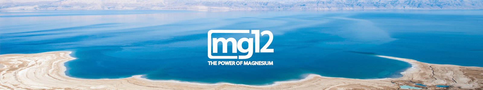Panoramic view of a large body of water with 'mg12' logo and text in the center.